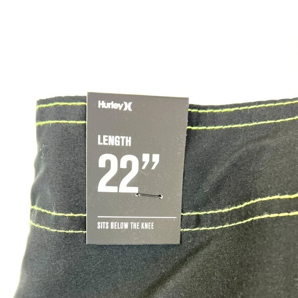 Hurley Men’s One And Only Black/Neon Green Board Shorts Size 42